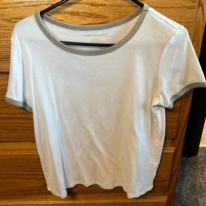 White with green piping t-shirt